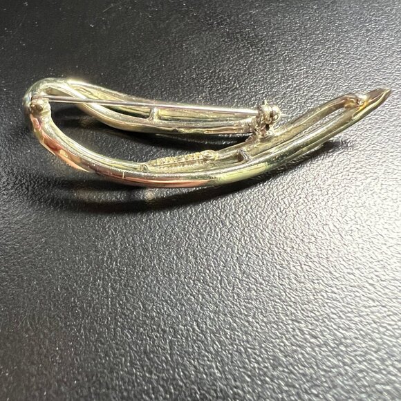 Vintage Sarah Coventry Gold Tone Brooch Elegant Abstract Leaf Design Signed - Picture 6 of 8